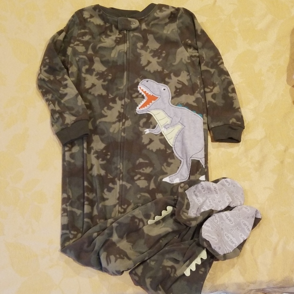 Child Carters dinosaur plush feety pajamas